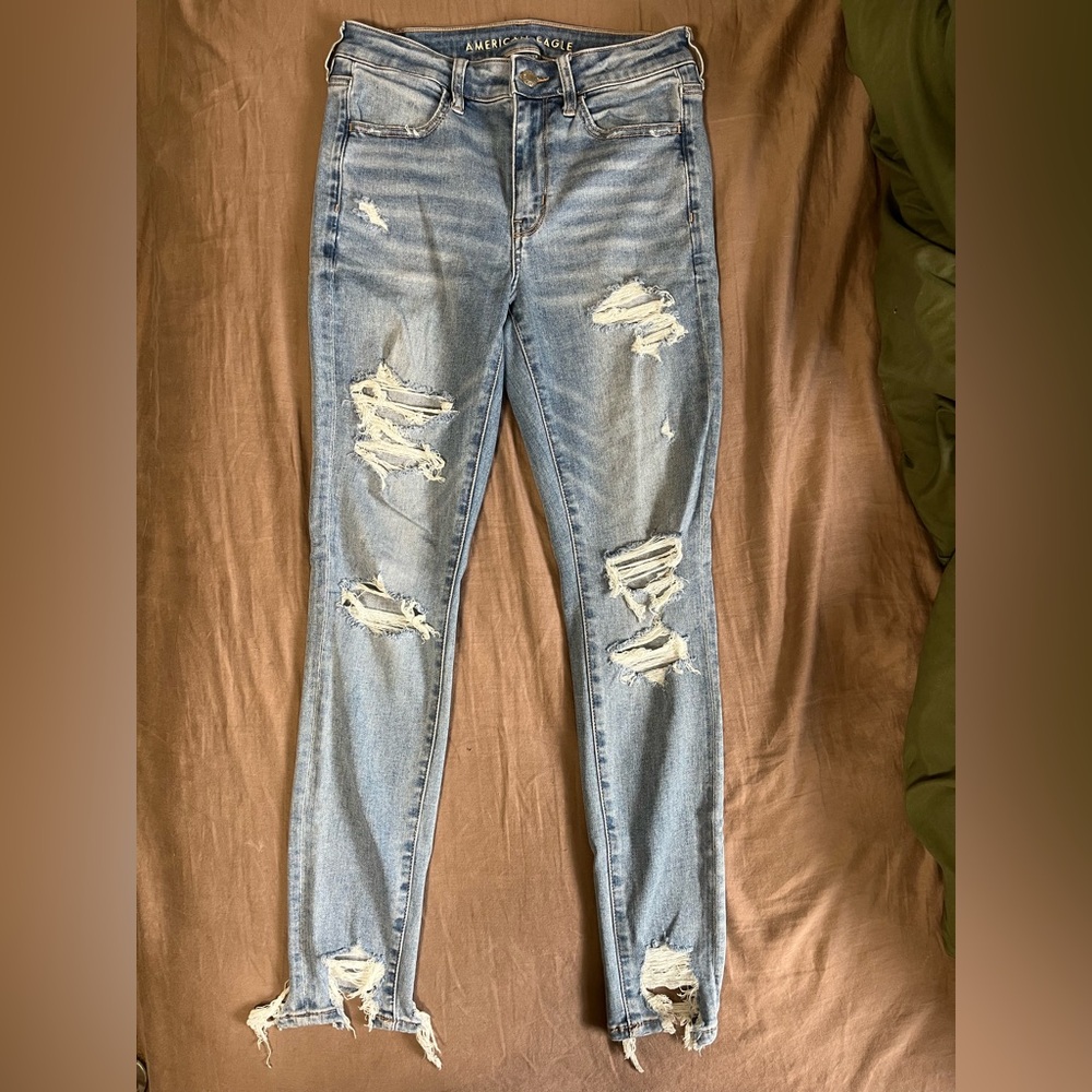 American Eagle Outfitters Blue Skinny Jeans Distressed